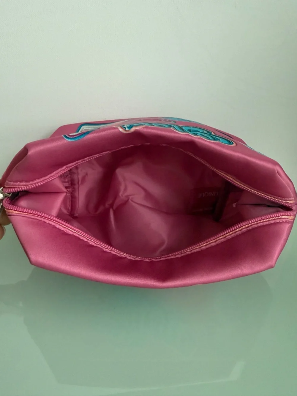 Clinique Pink Blue Novelty Glow Cosmetic Makeup Bag Pouch